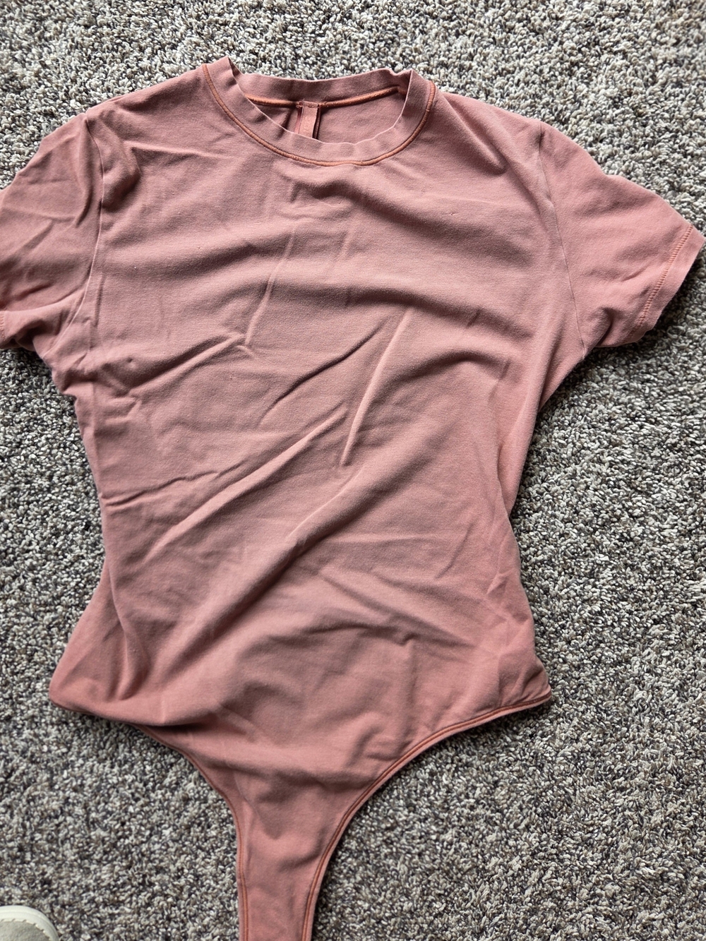 SKIMS Short-Sleeve Crew Bodysuit in Dusty Rose